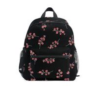 RPLIFE Petit sac à dos noir avec fleurs rouges pour tout-petits filles garçons, Fleurs rouges noires, Medium, Sacs à dos cool imprimé football