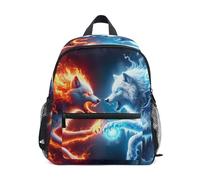 RPLIFE Petit sac à dos pour enfant Motif loup rouge contre loup bleu