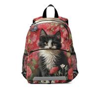 RPLIFE Petit sac à dos pour garçons et filles - Motif chaton et fleurs - Pour l'école maternelle - 3 à 6 ans - Taille M
