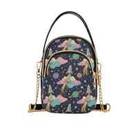 RPLIFE Petit sac à main matelassé rétro Rockets Clouds coloré pour femme