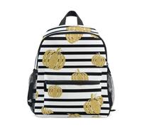 RPLIFE Pumpkins Sac à dos à rayures noires et blanches pour enfant, Citrouilles Rayures Noires Blanches (1), Medium, Sacs à dos cool imprimé football