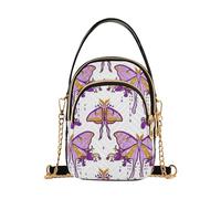 RPLIFE Purple Moth Sac à main à bandoulière pour femme avec sangle en chaîne Blanc