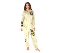 RPLIFE Pyjama de Noël une pièce vintage avec fleur d'abeille jaune - Costume grenouillère en peluche pour homme et femme, Vintage Fleur Abeille Jaune, 3X-Large