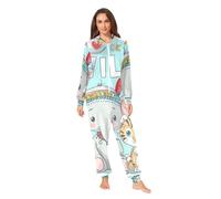 RPLIFE Pyjama grenouillère mignon éléphant tigre pour adulte, en peluche douce, tenue de détente pour homme et femme, costume de Noël, Tigre éléphant mignon dessin animé, XL