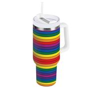 RPLIFE Rainbow Stripes Gobelet en acier inoxydable avec anse Rouge