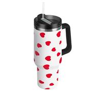 RPLIFE Red Hearts - Gobelet blanc avec poignée, tasse à thé isotherme en acier inoxydable de 887 ml avec couvercle pour homme et femme