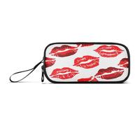 RPLIFE Red Kiss Marks Trousse à crayons blanche en nylon pour l'école