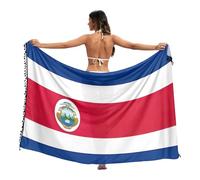 RPLIFE République tchèque Drapeau Femme Maillot de Bain Paréo Cover Up, Sarong Plage Été Sarong, Bikini Châle, Paréo de Bain Femme, Drapeau du Costa Rica, Medium