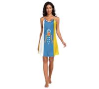 RPLIFE Robe de nuit en satin avec motif drapeau des îles Canaries - Archipel espagnol - Pour femme, Drapeau des îles Canaries Archipel espagnol, S