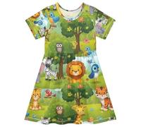 RPLIFE Robe d'été à manches courtes pour filles avec imprimé girafe mignonne pour 2T, 3T, 4T, 5 à 6T, 7 à 8T, Girafe mignonne, 3 ans