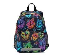 RPLIFE Sac à dos abstrait loup fluo pour tout-petits filles garçons, mini sac à dos préscolaire pour enfants de 3 à 6 ans, taille M
