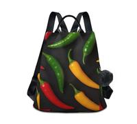 RPLIFE Sac à dos antivol pour femme avec pompon Rouge/vert/jaune/noir