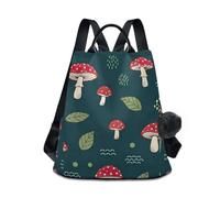 RPLIFE Sac à dos antivol rouge champignon mignon pour femmes sacs de voyage tendance avec pompon