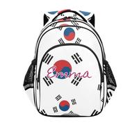 RPLIFE Sac à dos avec drapeau de la Corée du Sud pour garçons et filles - Nom personnalisé - Sac à dos d'école primaire pour garçons de 6 à 12 ans, Drapeau Corée du Sud, 15 Inch, Sacs à dos