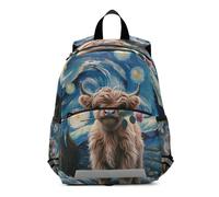 RPLIFE Sac à dos avec laisse pour enfant Motif vache Highland Nuit étoilée