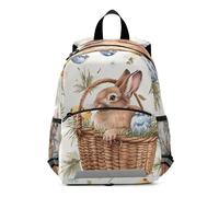 RPLIFE Sac à dos beige avec laisse pour enfants, lapins de Pâques, œufs, 3 à 6 ans, taille M