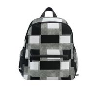 RPLIFE Sac à dos classique à carreaux noirs et gris pour filles et garçons, petit sac à dos, Blocs à carreaux classiques noir et gris, Small, Sacs à dos cool imprimé football