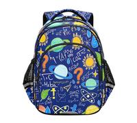 RPLIFE Sac à dos coloré avec planètes mathématiques bleues pour garçons et filles de 8 à 14 ans, sac à dos pour garçons et filles