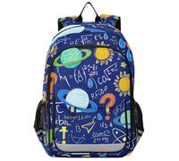 RPLIFE Sac à dos coloré de 43,2 cm, motif planètes mathématiques, bleu, pour école primaire, garçons et filles, 6 à 12 ans