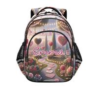 RPLIFE Sac à dos d'école personnalisé pour garçons et filles de 6 à 12 ans, Chemin de jardin, 15 Inch, Sacs à dos traditionnels