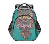 RPLIFE Sac à dos d'école personnalisé pour garçons et filles, sac à dos d'école primaire personnalisé Mandala hibou garçons, Mandala Chouette, 15 Inch, Sacs à dos traditionnels