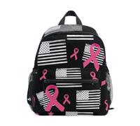 RPLIFE Sac à dos d'école pour enfant avec rubans roses et inscription « Cancer du sein », Rubans roses pour le cancer du sein Noir, Small, Sacs à dos cool imprimé football