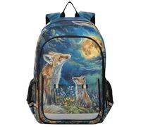 RPLIFE Sac à dos fantaisie renard mystique pour école primaire pour garçons et filles, 43,2 cm, 6 à 12 ans