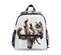RPLIFE Sac à dos Kung Fu Cat Ragdoll pour tout-petits, garçons et filles, petit avec étiquette nominative, sac à dos pour petit enfant, 3 à 8 ans
