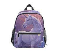 RPLIFE Sac à dos licorne blanche violet nuit pour garçon avec étiquette nominative, sacs à dos pour enfants, Licorne blanche violette nuit, 6-8 Years, Sacs à dos mignons