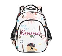 RPLIFE Sac à dos mignon pour enfants de 6 à 12 ans Motif pieuvres pirates, Mignon dessin animé pieuvres pirates, 15 Inch, Sacs à dos traditionnels