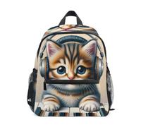 RPLIFE Sac à dos mignon pour garçons et filles Motif chaton piano, Chaton mignon piano chat, Small, Sacs à dos cool imprimé football