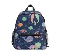 RPLIFE Sac à dos mignon pour petite fille avec étiquette nominative, sac à livres de voyage, 3-8 ans, Jolies sirènes de dessin animé, Small, Sacs à dos mignons