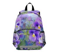 RPLIFE Sac à dos motif fleur de pensée violette pour garçons et filles, petit sac à dos d'école, sac à dos de voyage pour livres de 3 à 6 ans, taille M