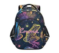RPLIFE Sac à dos néon en forme de grenouille champignon pour garçons et filles avec nom personnalisé pour garçons et filles de 6 à 12 ans, Grenouille aux champignons fluo, 17 Inch, Sacs à dos