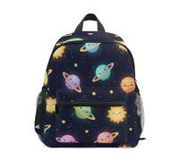 RPLIFE Sac à dos noir avec planètes mignonnes et soleils pour tout-petits, filles, garçons, petits enfants, Cute Planets Suns Noir, Medium, Sacs à dos cool imprimé football