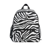RPLIFE Sac à dos noir et blanc à rayures zébrées avec étiquette nominative, sacs à dos pour petits enfants, sacs à dos de maternelle, Rayures zébrées noires et blanches (1), 3-5 Years, Sacs à dos
