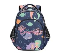 RPLIFE Sac à dos personnalisé mignon motif sirènes pour école garçons filles, sac à dos pour ordinateur portable pour enfants, Jolies sirènes de dessin animé, 15 Inch, Sacs à dos traditionnels