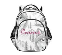 RPLIFE Sac à dos personnalisé Wolf Mountain gris pour école primaire garçons filles, Wolf Mountain Grey, 17 Inch, Sacs à dos traditionnels