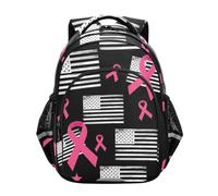 RPLIFE Sac à dos pour enfants, cancer du sein, rubans roses, sac à dos pour école primaire, Rubans roses pour le cancer du sein Noir, 15 Inch, Classique