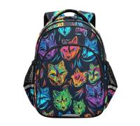 RPLIFE Sac à dos pour enfants, sac à dos abstrait loup fluo pour école prim, Abstrait Wolf Neon, 15 Inch, Classique
