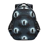 RPLIFE Sac à dos pour enfants, sac à dos cool loup lune noir école primaire, Cool Wolf Moon Black, 15 Inch, Classique
