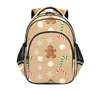 RPLIFE Sac à dos pour enfants, sac à dos de Noël, motif flocon de neige, beige, sac à dos pour, Christmas Candy Flocon de neige Beige, 17 Inch, Classique