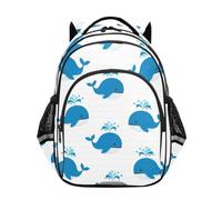 RPLIFE Sac à dos pour enfants, sac à dos mignon baleines bleues blanches pour école primaire, Baleines bleues mignonnes blanches, 17 Inch, Classique