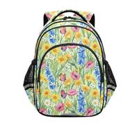 RPLIFE Sac à dos pour enfants, sac à dos pour école primaire, marguerite, Fleurs sauvages et coquelicot, 15 Inch, Classique