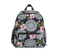 RPLIFE Sac à dos pour filles et garçons, mandalas blancs, fleurs roses, bleu marine, sac d'école pour enfants, Mandalas blancs fleur rose marine, Medium, Sacs à dos cool imprimé football