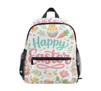 RPLIFE Sac à dos pour tout-petits filles garçons, joli sac à dos de voyage avec étiquette nominative, mini sac d'école pour enfants, Lapins de Pâques mignons et floraux, 6-8 Years, Sacs à dos mignons