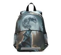RPLIFE Sac à dos pour tout-petits filles garçons, loup hurlant lune, sac à dos de voyage, mini sac d'école pour enfants de 3 à 6 ans, taille M