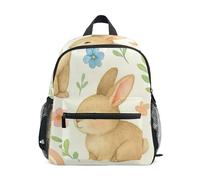 RPLIFE Sac à dos pour tout-petits garçons filles aquarelle lapins floraux crème petits sacs à dos préscolaire avec étiquette nominative, Aquarelle Lapins Florals Crème, 3-5 Years, Sacs à dos mignons