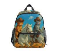 RPLIFE Sac à dos pour tout-petits garçons filles chat cowboy cheval sac d'école enfants, Chat Cowboy Cheval, Small, Sacs à dos cool imprimé football | Sacs à dos légers pour enfants de 3 à 8 ans avec étiquette nominative