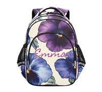 RPLIFE Sac à dos vintage personnalisé pour enfants avec pensée violette pour filles et garçons, sac à dos élémentaire pour enfants, Pensée Vintage Fleur Violet, 15 Inch, Sacs à dos traditionnels